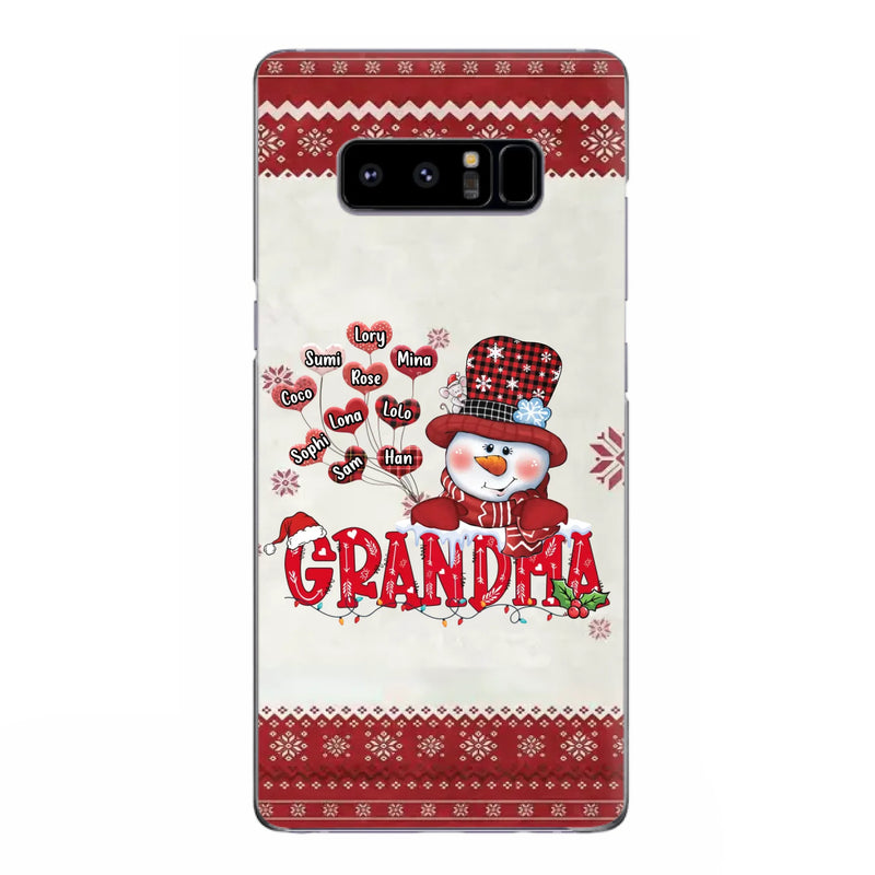 Personalized Snowman Grandma Phone Case - Christmas Gift Idea For Grandma - Up to 10 Kids - Case For iPhone/Samsung