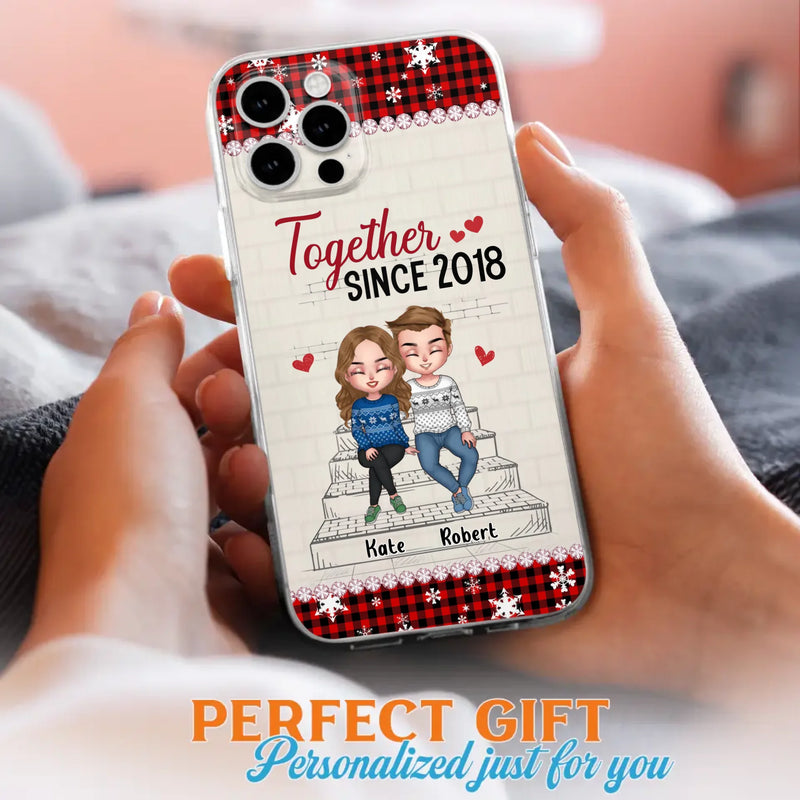Custom Personalized Christmas Couple Phone Case - Christmas Gift Idea For Couple - Together Since 2018 - Case For iPhone/Samsung