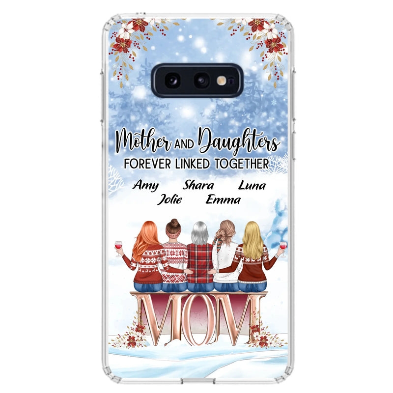 Personalized Mom Phone Case - Mother With Upto 4 Daughters - Gift Idea For Mother's Day From Daughter - Mother And Daughters Forever Linked Together - Case For iPhone/Samsung