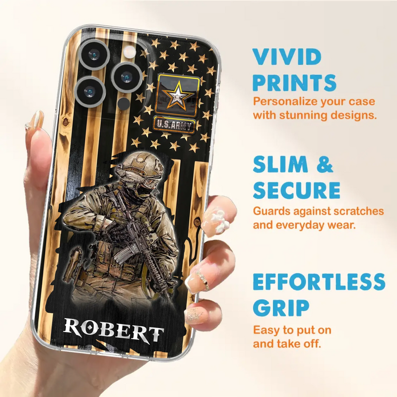 Custom Personalized Veteran US Flag Phone Case - Gift Idea For Veteran/ Soldier - Case For iPhone/ Samsung
