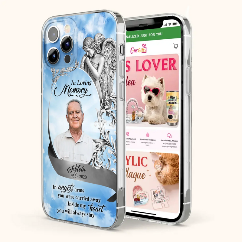 Custom Personalized Memorial Photo Phone Case - Memorial Gift Idea for Family - Inside My Heart You Will Always Stay - Case For iPhone/Samsung