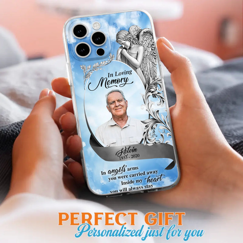Custom Personalized Memorial Photo Phone Case - Memorial Gift Idea for Family - Inside My Heart You Will Always Stay - Case For iPhone/Samsung