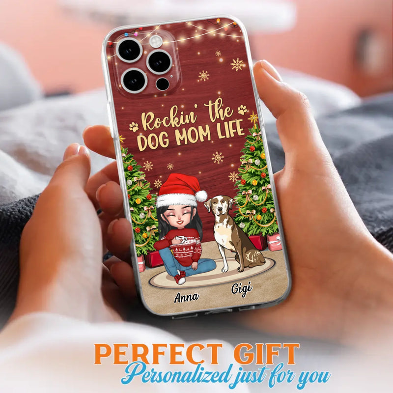 Custom Personalized Dog Mom iPhone/ Samsung Case - Christmas Gift Idea For Dogs Lovers - Upto 4 Dogs - Rockin' The Dog Mom Life