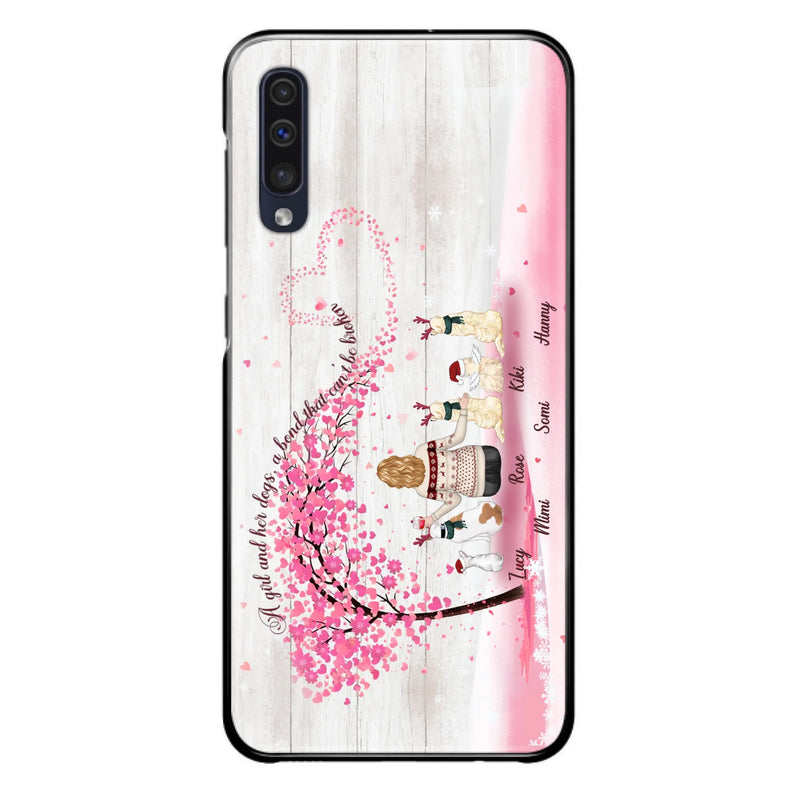 Personalized Dog Mom/Dad Phone Case - Mom/Dad With Up To 5 Dogs - Gift Idea For Dog Lovers - A Girl And Her Dogs, A Bond That Can't Be Broken - Case For iPhone/Samsung