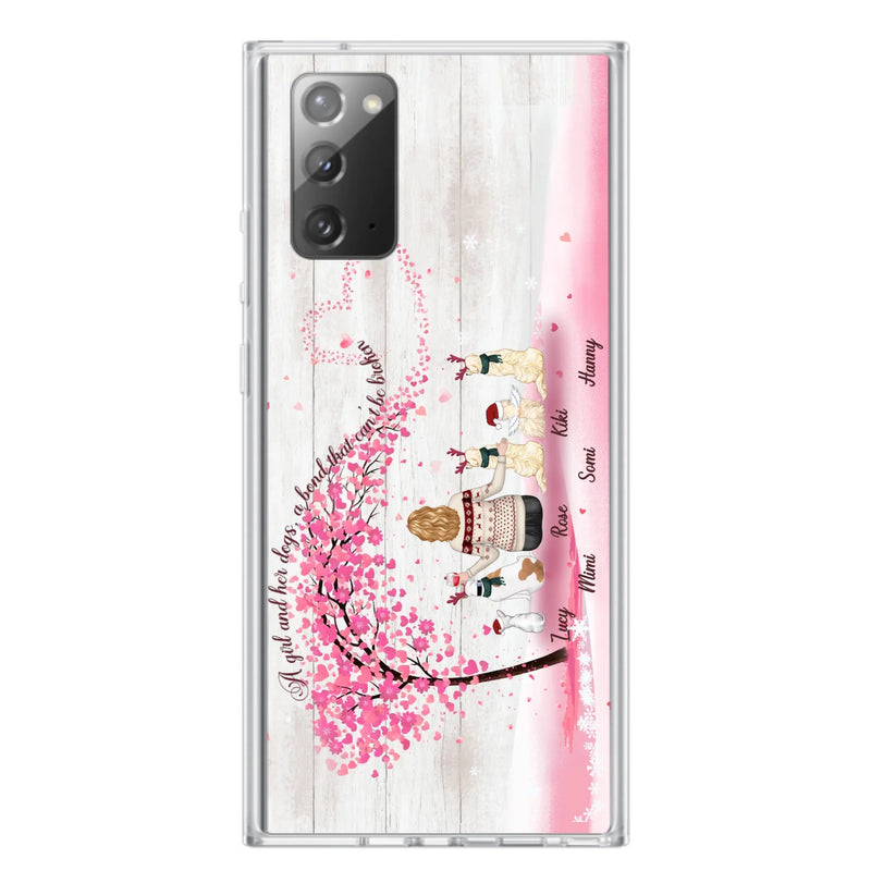 Personalized Dog Mom/Dad Phone Case - Mom/Dad With Up To 5 Dogs - Gift Idea For Dog Lovers - A Girl And Her Dogs, A Bond That Can't Be Broken - Case For iPhone/Samsung