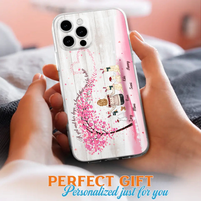 Personalized Dog Mom/Dad Phone Case - Mom/Dad With Up To 5 Dogs - Gift Idea For Dog Lovers - A Girl And Her Dogs, A Bond That Can't Be Broken - Case For iPhone/Samsung