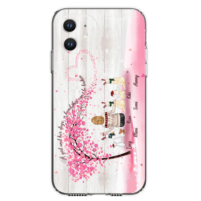 Personalized Dog Mom/Dad Phone Case - Mom/Dad With Up To 5 Dogs - Gift Idea For Dog Lovers - A Girl And Her Dogs, A Bond That Can't Be Broken - Case For iPhone/Samsung