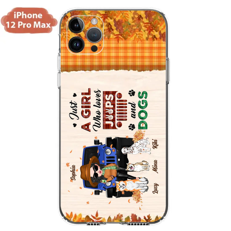 Personalized Off-road Autumn Girl Phone Case - Gift Idea For Girl/Dog Lovers - Upto 3 Dogs - Case For iPhone/Samsung