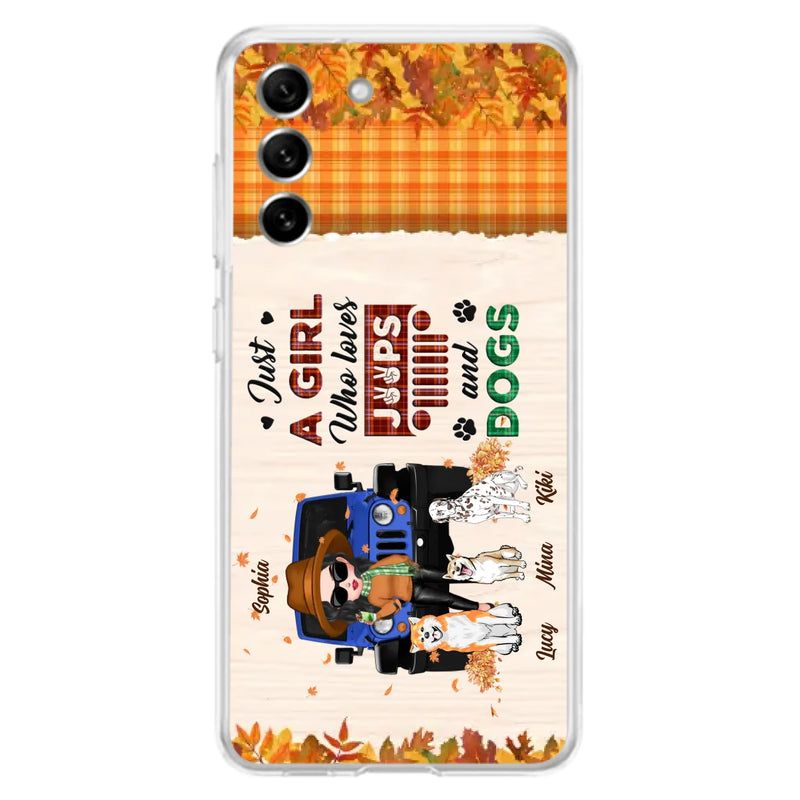 Personalized Off-road Autumn Girl Phone Case - Gift Idea For Girl/Dog Lovers - Upto 3 Dogs - Case For iPhone/Samsung