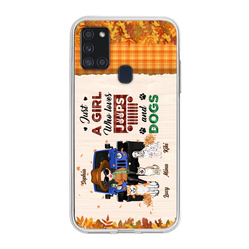 Personalized Off-road Autumn Girl Phone Case - Gift Idea For Girl/Dog Lovers - Upto 3 Dogs - Case For iPhone/Samsung