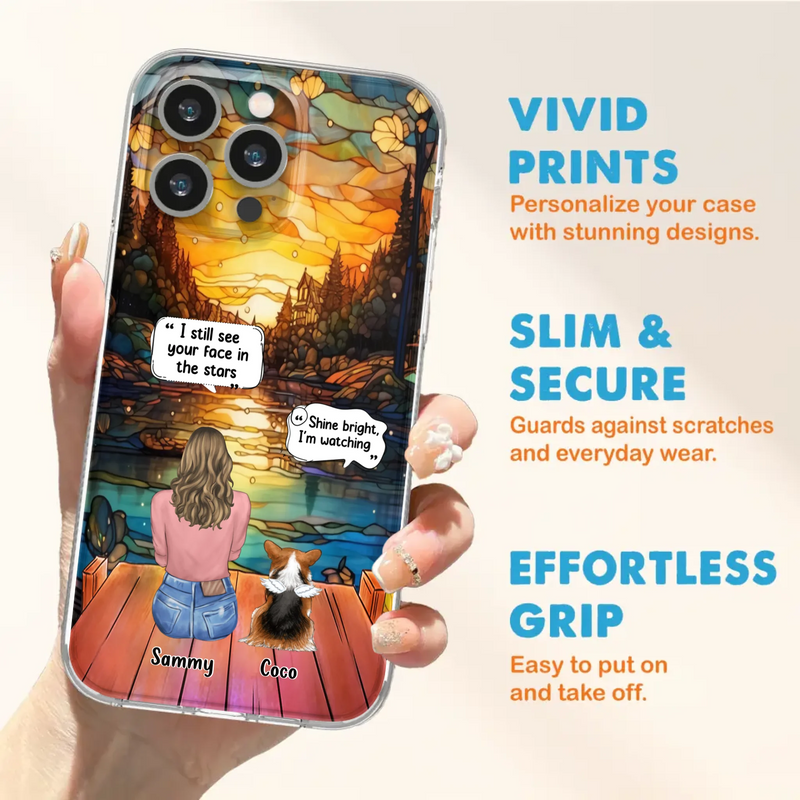 Personalized Memorial Pet Phone Case - Memorial Gift Idea For Dog/Cat/Rabbits Owners - I Still See Your Face In The Stars - Case For iPhone/Samsung