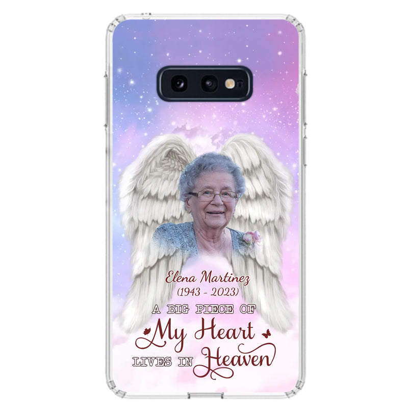 Custom Personalized Memorial Photo Phone Case - Memorial Gift Idea for Family - A Big Piece Of My Heart Lives In Heaven - Case for iPhone/Samsung