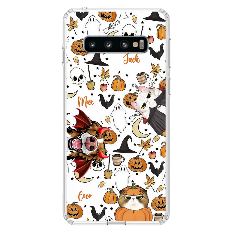 Custom Personalized Halloween Pet Phone Case - Upto 3 Pets - Gift Idea For Dog/Cat Owners - Case for iPhone/Samsung