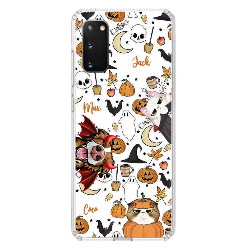 Custom Personalized Halloween Pet Phone Case - Upto 3 Pets - Gift Idea For Dog/Cat Owners - Case for iPhone/Samsung