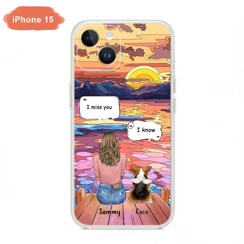 Custom Personalized Memorial Pet Phone Case - Upto 3 Pets - Memorial Gift Idea For Dog/Cat/Rabbits Owners - Case for iPhone/Samsung  - I Miss You
