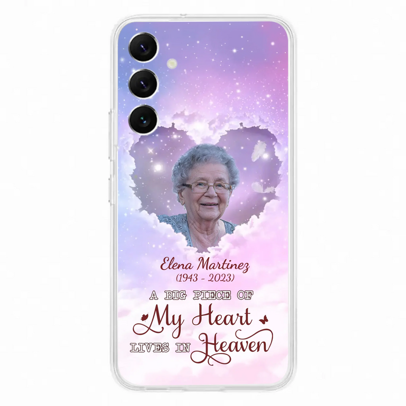 Custom Personalized Memorial Photo Phone Case - Memorial Gift For Family Member - Upload Photo - Case For iPhone/Samsung - A Big Piece Of My Heart Lives In Heaven