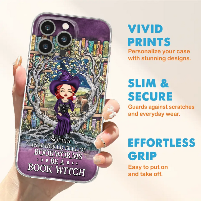 Personalized Witch Phone Case - Halloween Gift Idea For Witch Lovers/Book Lovers - In A World Full Of Bookworms Be A Book Witch - Case For iPhone/Samsung