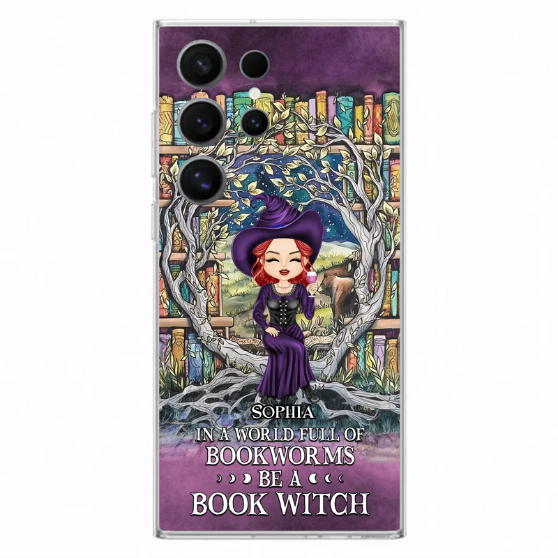 Personalized Witch Phone Case - Halloween Gift Idea For Witch Lovers/Book Lovers - In A World Full Of Bookworms Be A Book Witch - Case For iPhone/Samsung