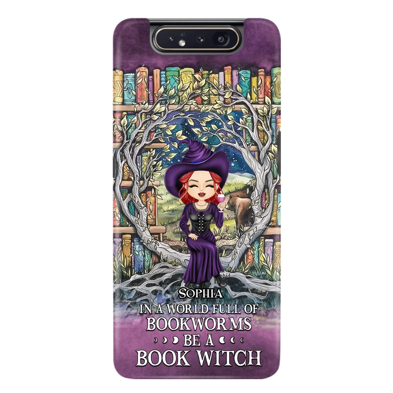 Personalized Witch Phone Case - Halloween Gift Idea For Witch Lovers/Book Lovers - In A World Full Of Bookworms Be A Book Witch - Case For iPhone/Samsung