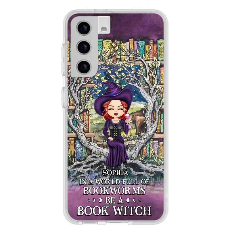 Personalized Witch Phone Case - Halloween Gift Idea For Witch Lovers/Book Lovers - In A World Full Of Bookworms Be A Book Witch - Case For iPhone/Samsung