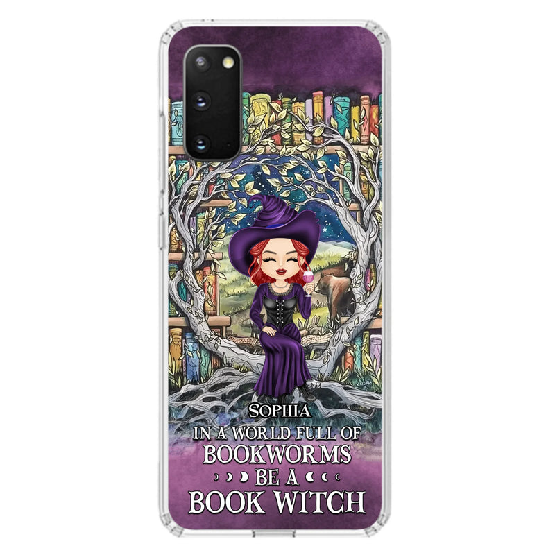 Personalized Witch Phone Case - Halloween Gift Idea For Witch Lovers/Book Lovers - In A World Full Of Bookworms Be A Book Witch - Case For iPhone/Samsung