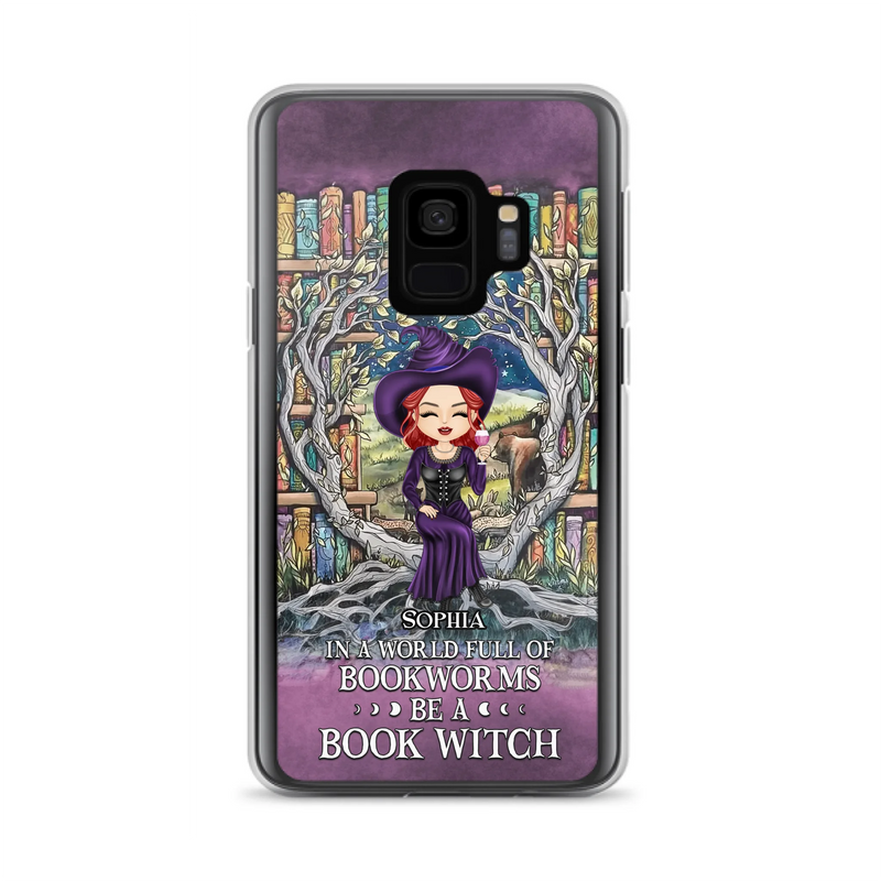 Personalized Witch Phone Case - Halloween Gift Idea For Witch Lovers/Book Lovers - In A World Full Of Bookworms Be A Book Witch - Case For iPhone/Samsung