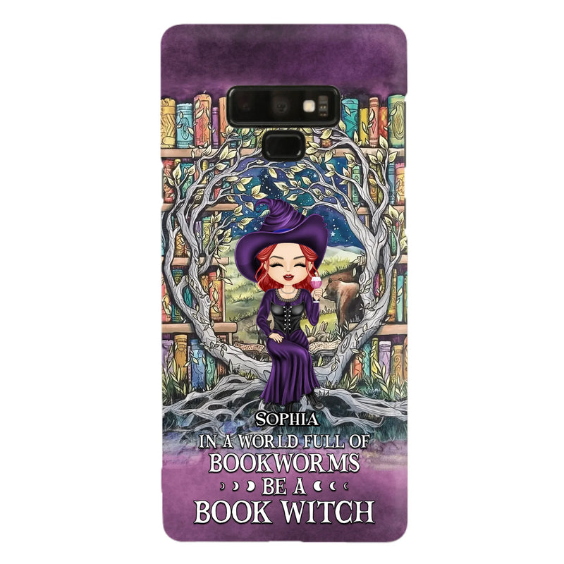 Personalized Witch Phone Case - Halloween Gift Idea For Witch Lovers/Book Lovers - In A World Full Of Bookworms Be A Book Witch - Case For iPhone/Samsung