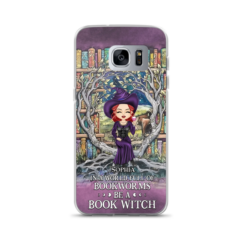 Personalized Witch Phone Case - Halloween Gift Idea For Witch Lovers/Book Lovers - In A World Full Of Bookworms Be A Book Witch - Case For iPhone/Samsung