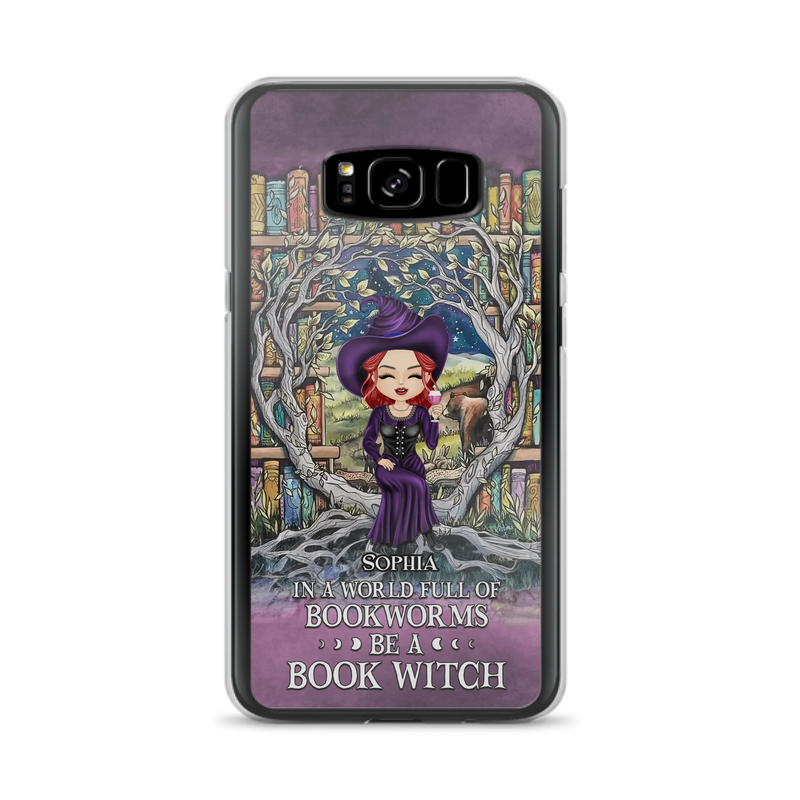 Personalized Witch Phone Case - Halloween Gift Idea For Witch Lovers/Book Lovers - In A World Full Of Bookworms Be A Book Witch - Case For iPhone/Samsung
