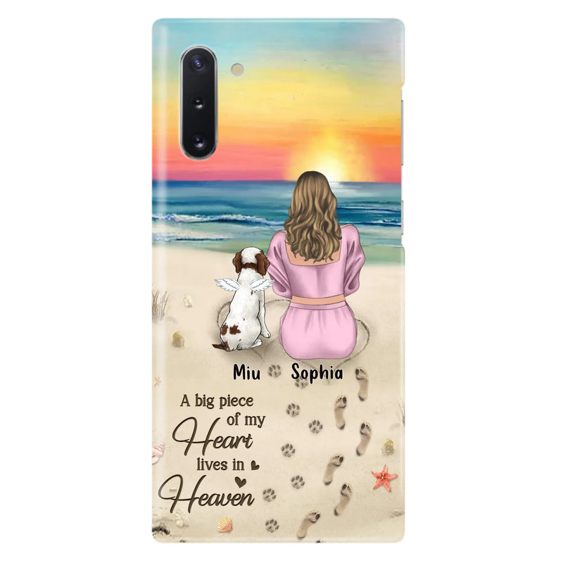 Custom Personalized Memorial Dog Mom Phone Case - Upto 3 Dogs - Memorial Gift Idea for Dog Owners - A Big Piece Of My Heart Lives In Heaven - Case for iPhone/Samsung