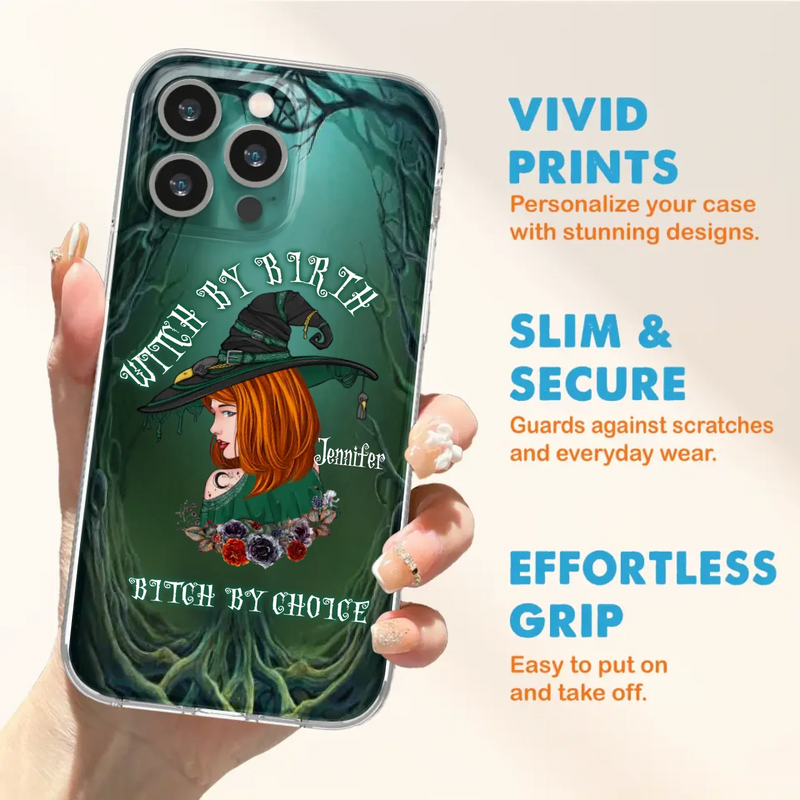 Custom Personalized Witch Phone Case - Gift Idea For Halloween - Witch By Birth Bitch By Choice - Case For iPhone/Samsung