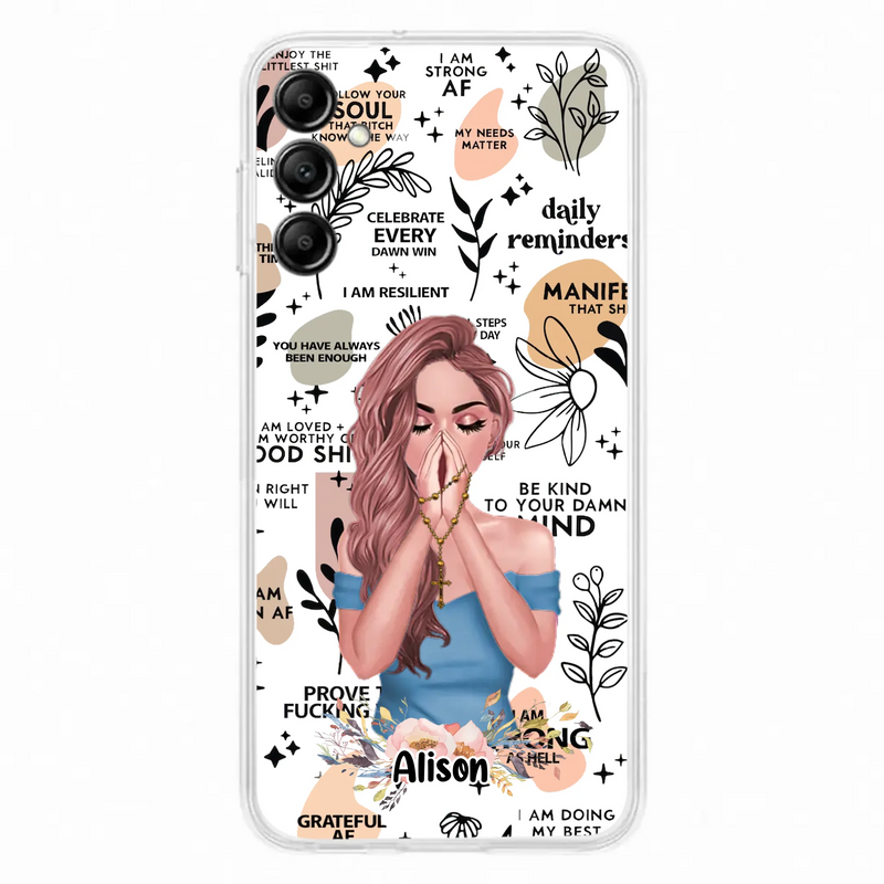 Custom Personalized Praying Girl Phone Case - Gift Idea for Girls/Friends - Case for iPhone/Samsung