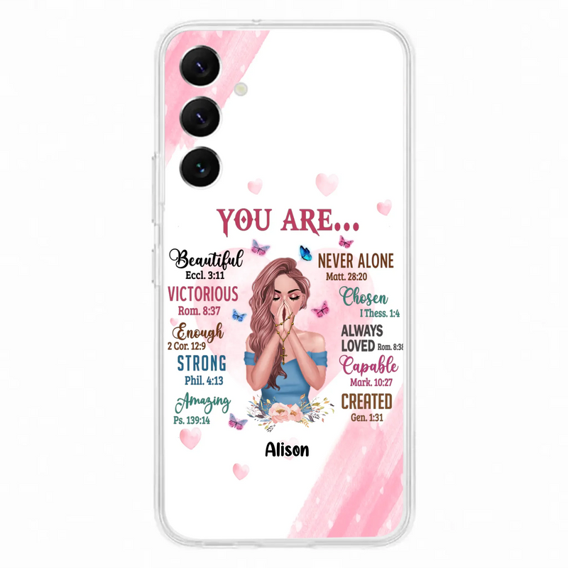 Custom Personalized Praying Girl Phone Case - Gift Idea for Girls/Friends - You Are Beautiful - Case for iPhone/Samsung
