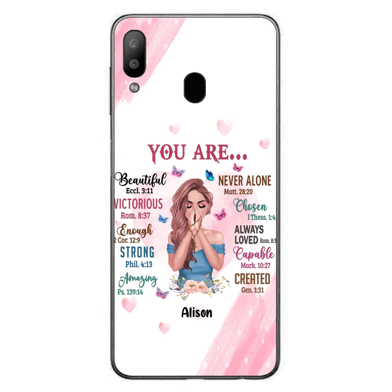 Custom Personalized Praying Girl Phone Case - Gift Idea for Girls/Friends - You Are Beautiful - Case for iPhone/Samsung