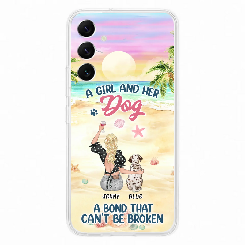 Custom Personalized Dog Mom Phone Case - Upto 6 Dogs - Gift Idea for Dog Lovers - A Girl And Her Dog A Bond That Can't Be Broken - Case for iPhone/Samsung