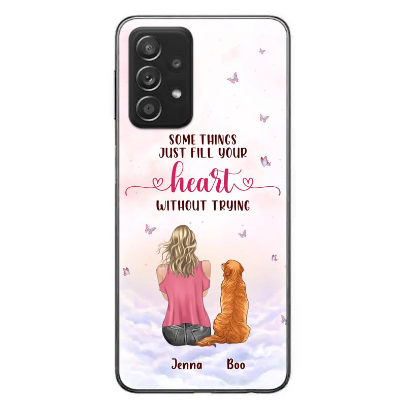 Custom Personalized Dog Mom Phone Case - Upto 5 Dogs - Gift Idea For Dog Lovers - Some Things Just Fill Your Heart Without Trying - Case for iPhone/Samsung