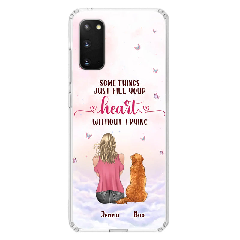 Custom Personalized Dog Mom Phone Case - Upto 5 Dogs - Gift Idea For Dog Lovers - Some Things Just Fill Your Heart Without Trying - Case for iPhone/Samsung
