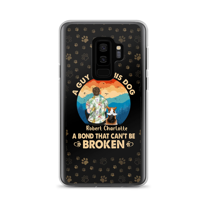 Custom Personalized Dog Dad Phone Case - Father's Day Gift Idea for Dad/Dog Lovers - Upto 4 Dogs - A Guy And His Dog A Bond That Can't Be Broken - Cases For iPhone/Samsung