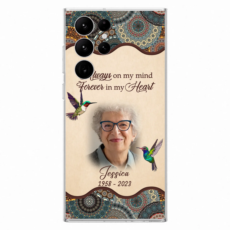 Custom Personalized Memorial Photo Phone Case - Memorial Gift Idea For Mother's Day/Father's Day - Always On My Mind, Forever In My Heart - Case For iPhone/Samsung
