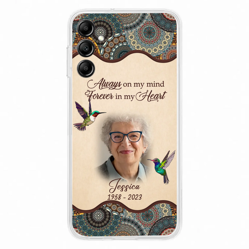 Custom Personalized Memorial Photo Phone Case - Memorial Gift Idea For Mother's Day/Father's Day - Always On My Mind, Forever In My Heart - Case For iPhone/Samsung