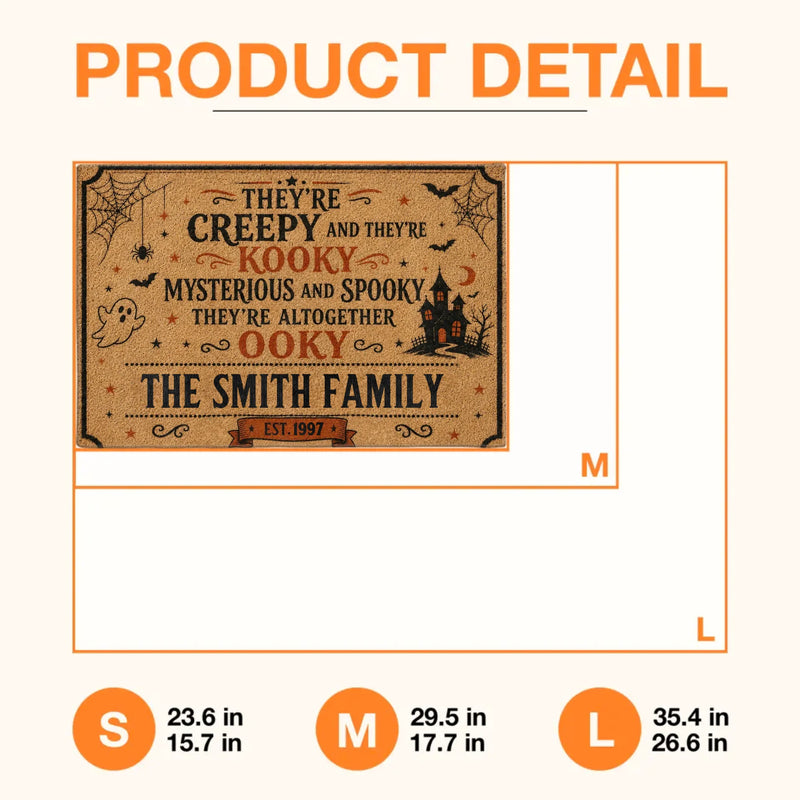 Personalized Creepy Family Doormat - Spooky Front Door Mat - Halloween Gift For Family - They're Creepy And They're Kooky
