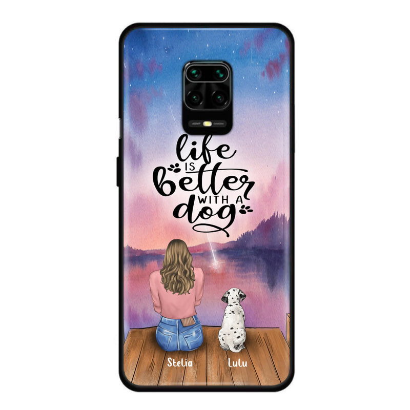 Custom Personalized Dog Mom Phone Case - Gifts For Dog Lovers With Upto 4 Dogs - Life Is Better With A Dog - Case For iPhone, Samsung And Xiaomi