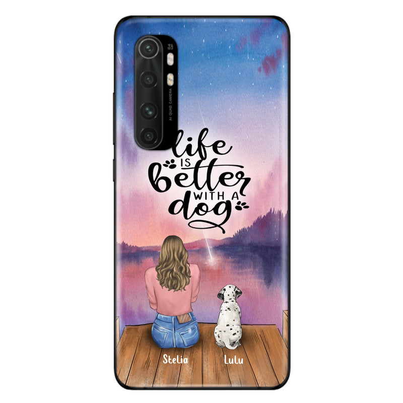 Custom Personalized Dog Mom Phone Case - Gifts For Dog Lovers With Upto 4 Dogs - Life Is Better With A Dog - Case For iPhone, Samsung And Xiaomi