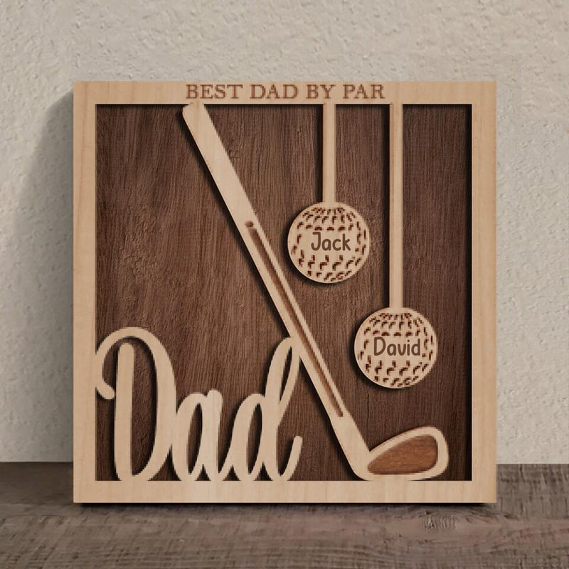 Personalized Golf Square 3 Layered Wooden Art - Gift Idea For Father's Day