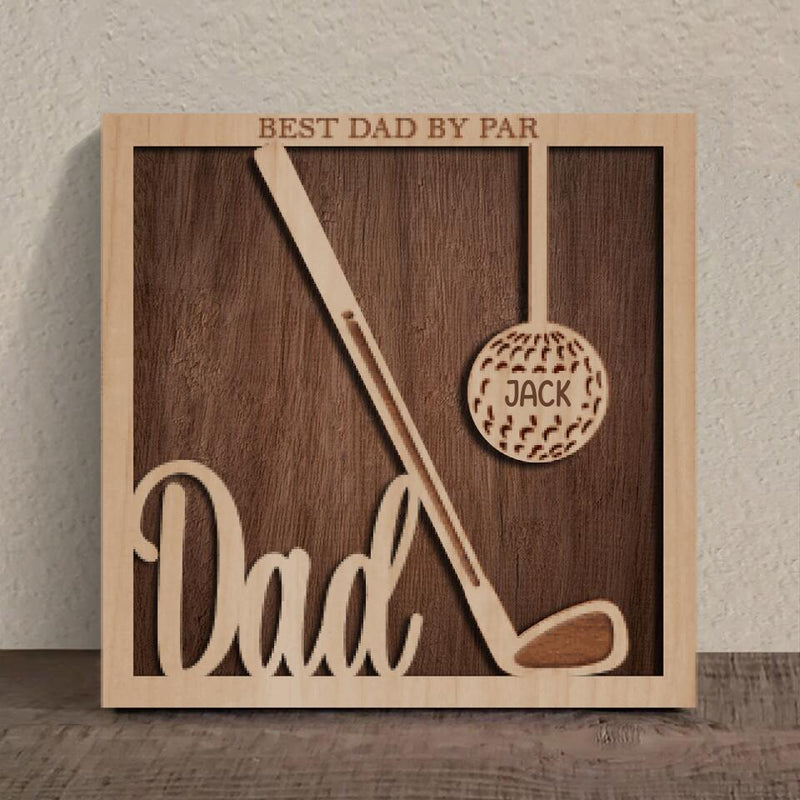 Personalized Golf Square 3 Layered Wooden Art - Gift Idea For Father's Day