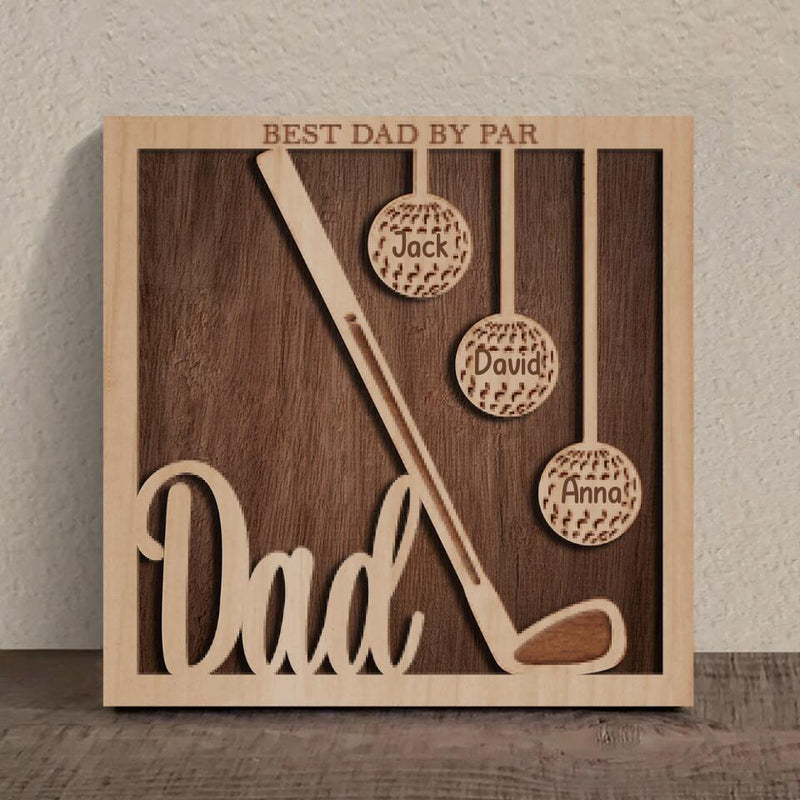 Personalized Golf Square 3 Layered Wooden Art - Gift Idea For Father's Day