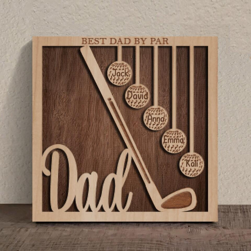 Personalized Golf Square 3 Layered Wooden Art - Gift Idea For Father's Day