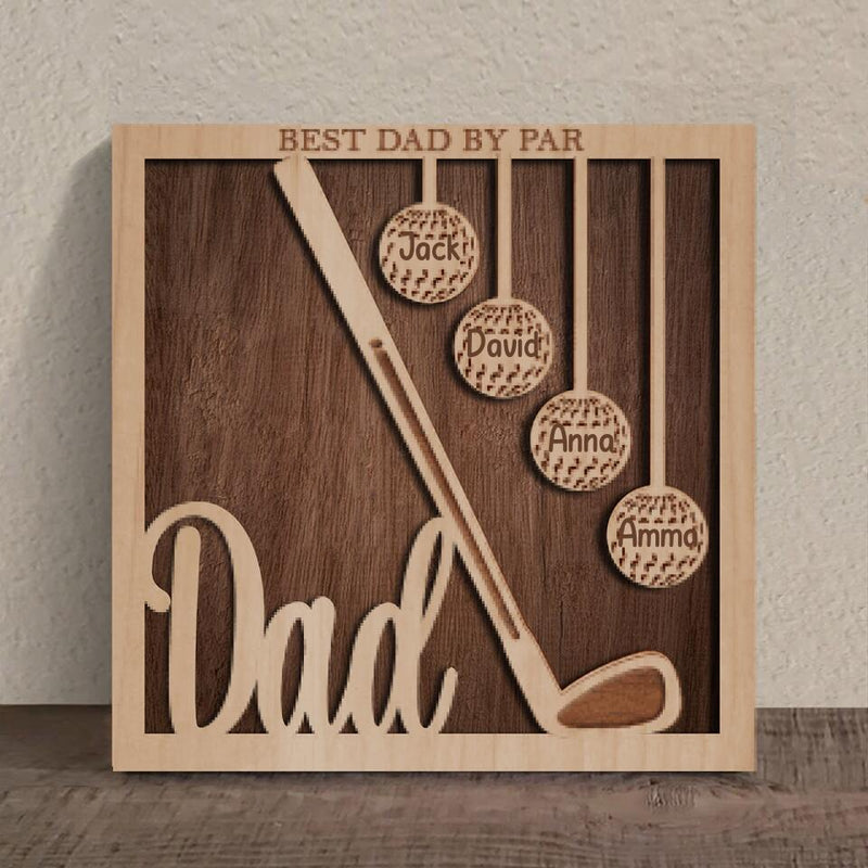 Personalized Golf Square 3 Layered Wooden Art - Gift Idea For Father's Day