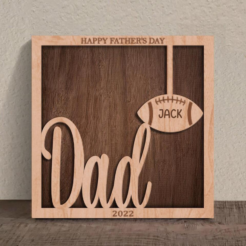 Personalized Football 3 Layered Wooden Art - Gift Idea For Father's Day 2023