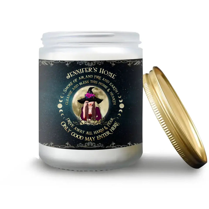 Personalized Witch Candle - Halloween Gift Idea - Smoke Of Air and Fire And Earth Cleanse And Bless This Home and Hearth